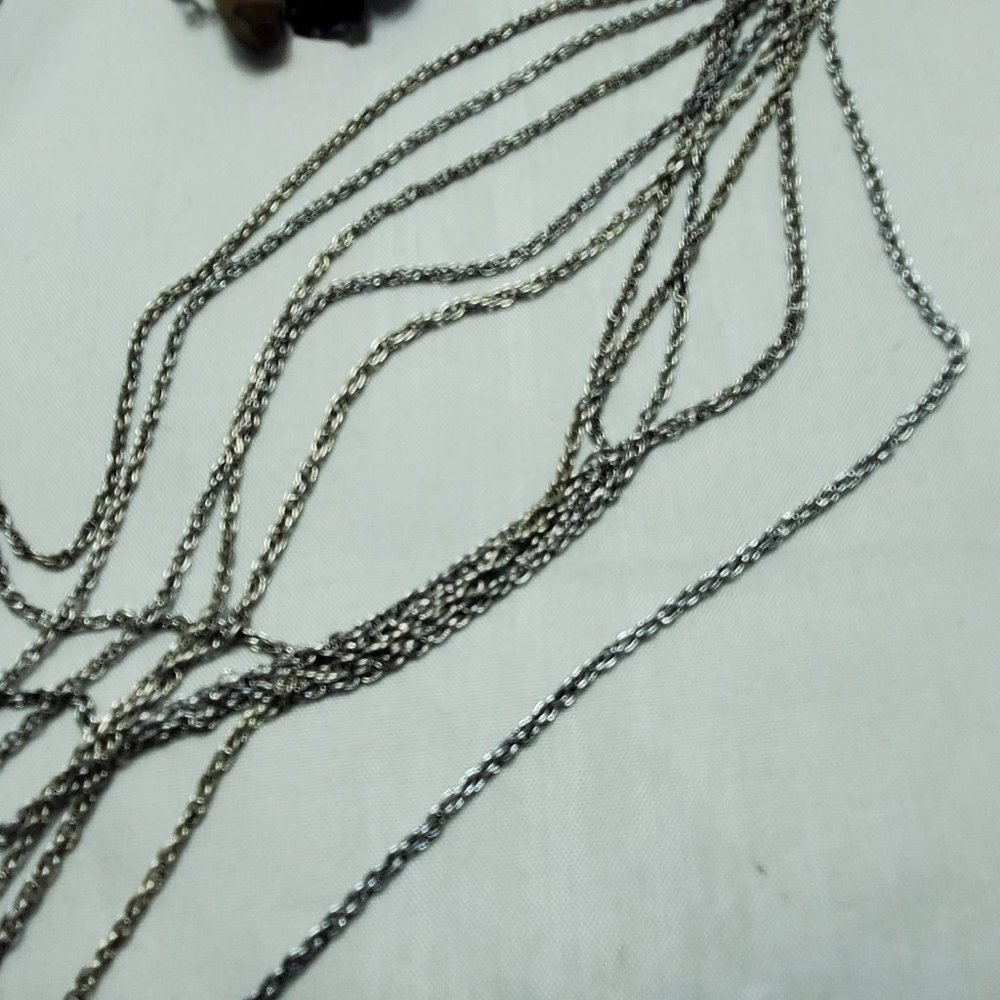 Gimmicks Silver-Tone Aura Quartz Crystal & 10-Row Multi-Strand Layered Collar Ne - Picture 6 of 9